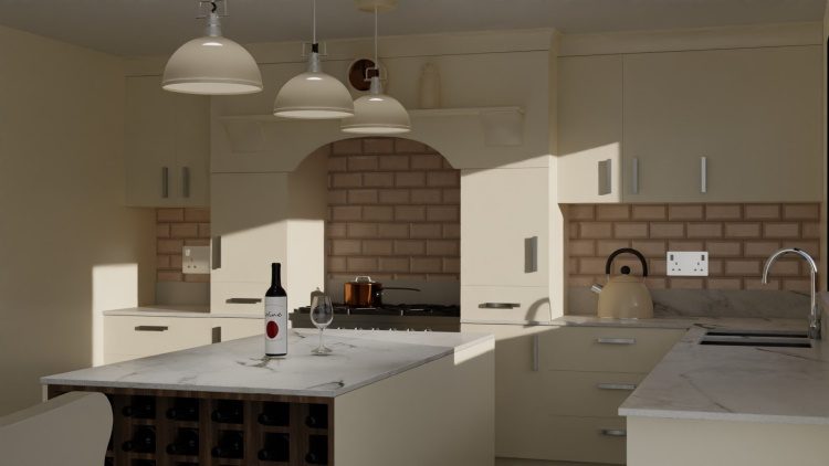 Kitchen marble alcove detail
