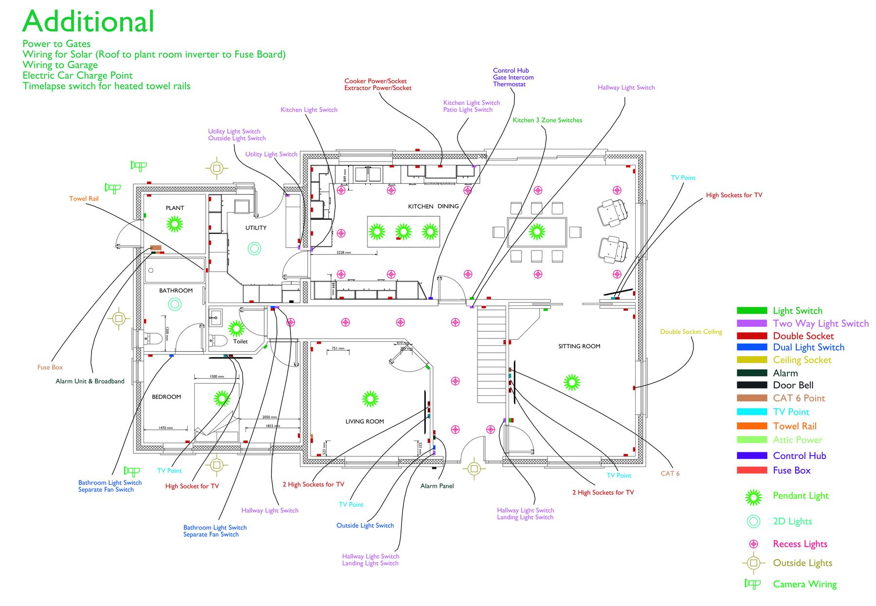 Ground floor electrical CAD plan